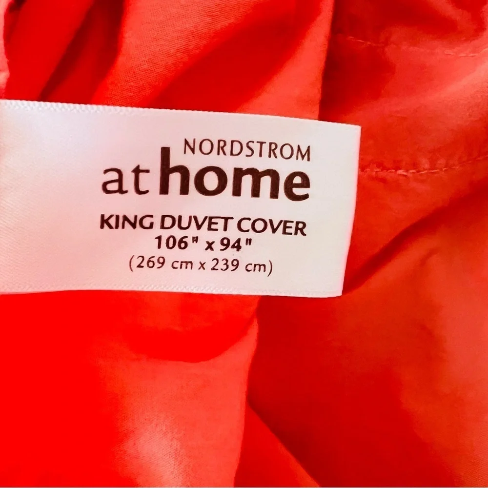 NORDSTROM AT HOME  Duvet Cover King Size 100% Cotton. Elegant Coral Ruffled .